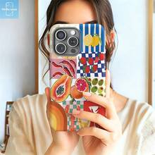 HoBa case 1件 2D平面圖案 2合1軟膜全包覆手機硬殼，適用於Galaxy A23/A24/A25/A32/33/S25，兼容Apple 18 Pro Max/7/8/11/12/13/14/14Plus/15/15Plus/16/16Plus/7/8Plus/17/17Pro，韓風時尚趣味手機殼，優雅設計男女皆宜，適合送給女友的復活節、春季、生日禮物 - 混合色2 - 查看 8