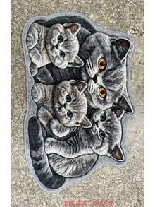 1pc Cat Family Pattern Doormat, Bathroom Mat, Bathroom Rug, Door Mat, Small Rug, Carpet, Floor Mat, Home Decor, Area Rug, Outdoor Mat, Home Decor, Area Carpet, Bedroom Rug, Washable Carpet - Multicolor - View 6