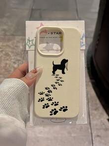1 pieza Funda de teléfono TPU blanca con estampado de huella de perro minimalista personalizada, a prueba de golpes y de cobertura completa, compatible con Apple 17 16 15 14 13 12 11 Pro Max Air y Series - Multicolor - Ver 2
