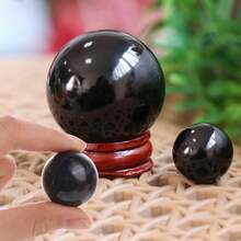 1 pieza Esfera de obsidiana negra natural, bola de cristal grande, piedra curativa, gema de obsidiana, cristal decorativo de vidrio para decoración del hogar, 30/40/50 mm - Multicolor - Ver 11