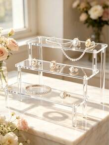Acrylic Tiered Display Stand, Multi-Layer Transparent Storage Rack, Cosmetic & Perfume Display Stand, Desktop Storage Organizer, Multiple Sizes & Layers Available, Perfume Display Rack, Skincare Storage Rack, Lipstick Storage Rack, Action Figure Display Stand, Transparent Display Rack, Jewelry Display Rack, Countertop Display Rack, Desktop Organizer, Home Storage, Bathroom Countertop Storage, Vanity Organizer, Office Desk Storage - Clear - View 2