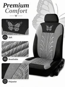 9PCS 4PCS Car Seat Cover Full Set, Universal Butterfly Pattern Embroidery Auto Car Seat Covers,Made Of Polyester Fabric, Car Seat Cover Full Sets, ,Universal Cloth Front Seat Covers For Car Sedan, Van, Automotive Interior Covers, Airbag Compatible - ZYT[款式5] - 查看 3