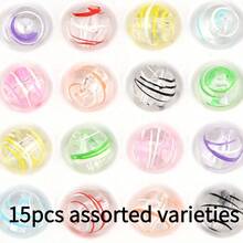 15pcs Decorative Acrylic Beads, Vibrant Cute Colorful Hand-Painted Transparent Round Straight Hole Uniform Size Unique Beaded Jewelry Making Accessories, Pendant Bracelet Necklace Set, Suitable For Vacation Casual Fashion Personalized DIY Handmade Crafts Materials - Multicolor - View 6
