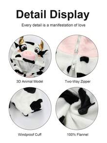 1Pc Baby Cartoon Animal Pattern Flannel Comfortable And Cute Autumn And Winter Products,Suitable For Everyday Use - Multicolor - View 5