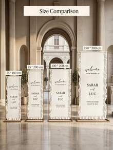 Personalized Ruffle Edge Wedding Welcome Sign Custom Text Printed Fabric Banner, Multiple Sizes Available, Suitable For Lawn Wedding Ceremony Entrance Decoration - Multicolor - View 9