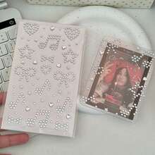[Back To School]4 Sheets Alphabet Letter Rhinestone Stickers Silver Self-Adhesive Pearl Gem Decals Sweet Phrase Heart Star Crystal Stickers For Goo Card Scrapbook Gift Box Phone Case DIY Crafts Birthday Wedding Party Decor - Silver - View 7