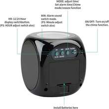Reloj despertador con proyección para dormitorio modelo, reloj despertador digital con función de informe de hora por voz, reloj electrónico digital de 12/24 horas, con proyección en el techo y pantalla LED de temperatura y hora, adecuado para mesas de noche y oficinas (blanco/negro). - Negro 1 pieza - Ver 4