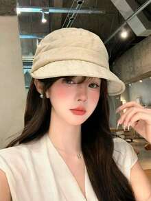 New Hot-Selling Fashion Personalized Elegant Versatile Relaxed Old Money Style Linen Crinkled Equestrian Cap Large Head Circumference Summer Thin Wide Brim Duck Bill Hat Sun Protection Sunshade Plus Size - Old Money Style Linen Cap - View 3