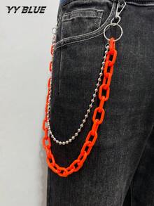1pc European And American Hip Hop Pants Chain Colorful Accessory, Fluorescent Resin Pants Chain, Acrylic Square Metal Clothing Accessory, Men's And Women's Daily Wear Jewelry - Multicolor - View 6