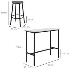 Bar Table Set With Stools, 3-Piece Bar Table Set, Dining Table With 2 Stools, Dining Room Set, High Table, Kitchen Table, Steel, White, Black - 白色 - 查看 3
