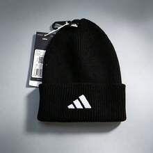 Adidas Micro Logo Ear-Covering Warm Knit Beanie Unisex - 黑色 - 查看 7