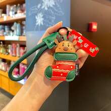 1pc Santa Claus Keychain, Festive Christmas Style Red And Brown Classic Color Cartoon Santa Claus Modeling Fine Printing Edging Ornaments Storage Christmas Pendant Backpack Decoration, Car Key Accessories, Christmas Gift Exchange Small Gifts. - one-size - View 7