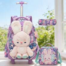 Girls 3-Piece Rolling Backpack Set, With Wheels School Bag, Crossbody Bag And Pencil Case - Girls' Rolling Bag - View 9