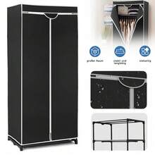 Stoffkleiderschrank mit Reißverschluss, stabiler Metallrahmen Kleiderschrank für Schlafzimmer, Wohnzimmer, Ankleidezimmer & Keller, faltbarer Garderobenschrank mit Aufbewahrungsfächern, einfach zu montieren - A - Übersicht 6