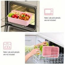 1pc Customizable Letter Lunch Box, 3 Compartments, Microwave , Rectangular Food Container With Cutlery Set (Chopsticks, Spoon, Fork), Snack Box For Adults, Office Workers, Students, College Students, Daily Use, Reusable Bento Box - Multicolor - View 6