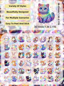 50 Buah Stiker Kertas Kucing Galaksi Pelangi, Stiker Kucing Pelangi Nebula Lucu untuk Perencana, Buku Catatan, Casing Ponsel & Kerajinan Estetika Galaksi yang Menawan, Dekorasi Kembali ke Sekolah - MultiWarna - View 4
