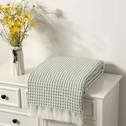 CREVENT - Manta de Punto Estilo Granja Bohemio para sofá, sillón, Silla, Cama, decoración del hogar, Suave, cálida, acogedora y Ligera, para Primavera, Verano, otoño 127 x 152 cm/ 50 x 60 Pulgadas