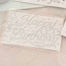 [Back To School]4 Sheets Alphabet Letter Rhinestone Stickers Silver Self-Adhesive Pearl Gem Decals Sweet Phrase Heart Star Crystal Stickers For Goo Card Scrapbook Gift Box Phone Case DIY Crafts Birthday Wedding Party Decor - Silver - View 19