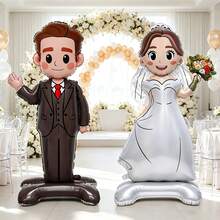 1PC Large Standing Groom & Bride Aluminum Foil Balloon, Suitable For Wedding, Birthday, Anniversary Decoration Balloon, Holiday Photography Prop - Bride and Groom - View 1