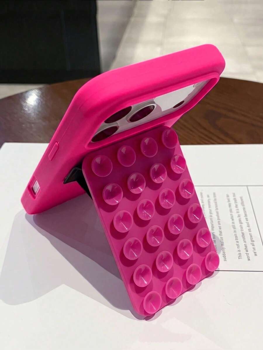 1件可愛功能性夏季多巴胺色吸盤支架液態矽膠手機殼，適用於 iPhone 18 Pro Max 17 Air 16 15 14 13 12 11 Pro Max Plus，軟背蓋