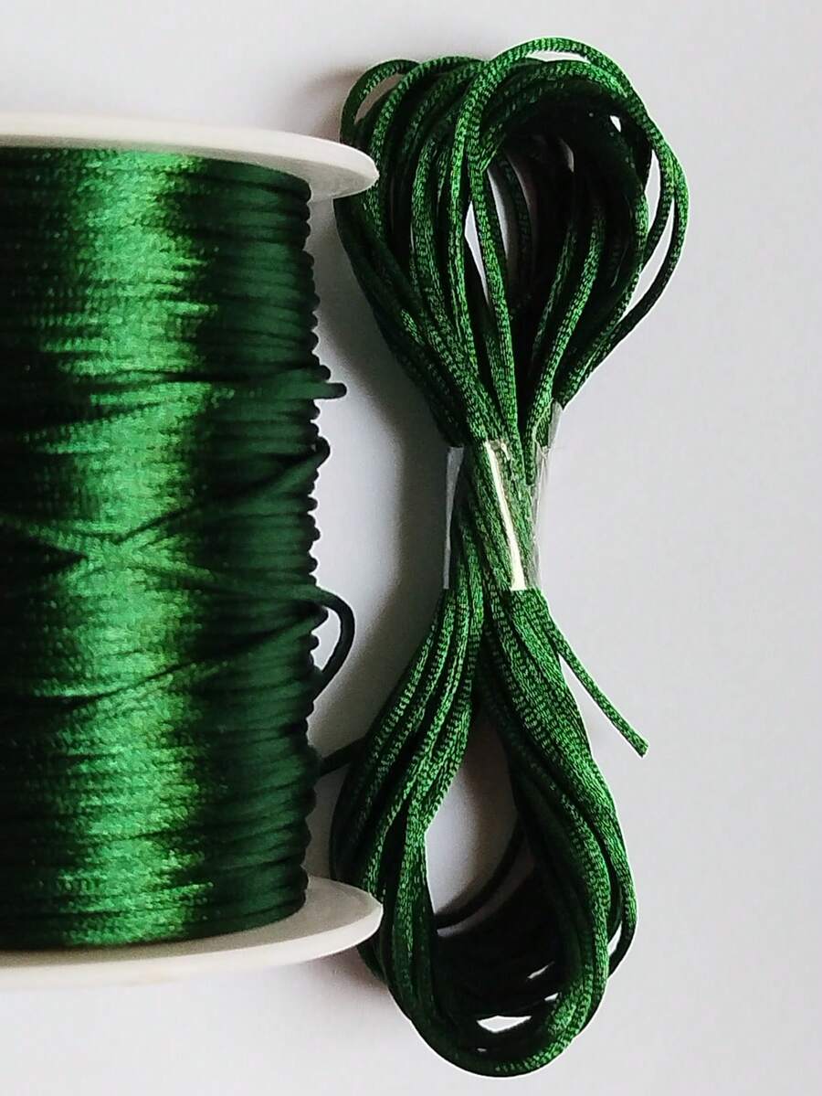 Silk Thread Satin Cord 1mm - 5 Meters Various Colors - Verde Oscuro - Ver 1