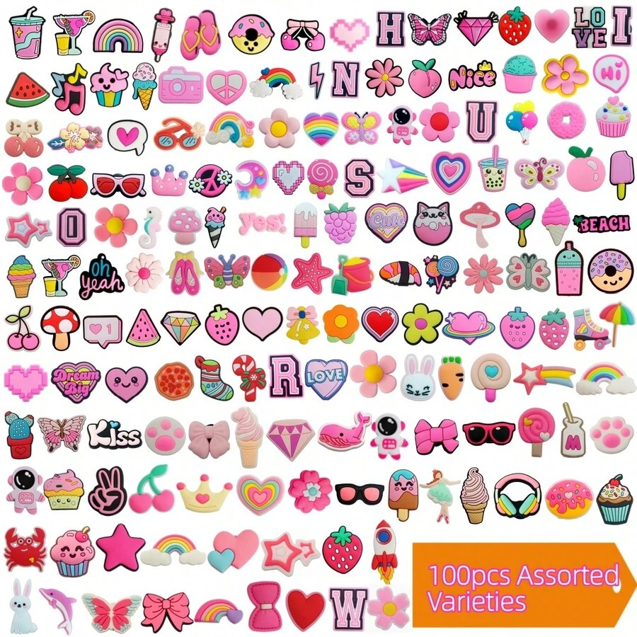 100pcs Assorted Pink Girl Series - Multicolor - View 1
