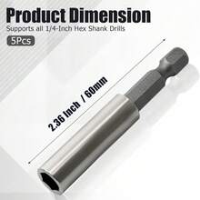 1/4" 強力磁性延長接頭，5件組六角柄螺絲批頭驅動器套組，附便攜收納盒，可固定螺絲批頭與螺絲 - 60mm5支 - 查看 7