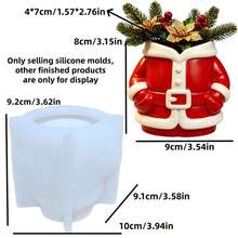 SUPWANPENG Santa Claus Clothes, Christmas Dress Pocket, Top Half Body Flower Pot Silicone Mold, Christmas Red Clothes Green Plant Cement Flower Pot DIY Resin Storage Mold, Easy Demolding And Reusable, Suitable For DIY Resin, Plaster, Clay, Concrete, Cement Crafts Silicone Mold, Easy Demolding, Suitable For Various Holiday Gifts And Home Decor. - A - View 9
