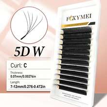 FOXYMEI 12 Rows New W-Shaped Eyelashes C/D/LU(M) Curl W-Shaped Lash Extensions YY/3D/4D/5D Imported Material Handmade Natural False Eyelashes 7-15mm Pre-Made Dense Fan Shape 0.07mm Thickness Lightweight Soft Automatic Blooming Salon Style - C - View 24