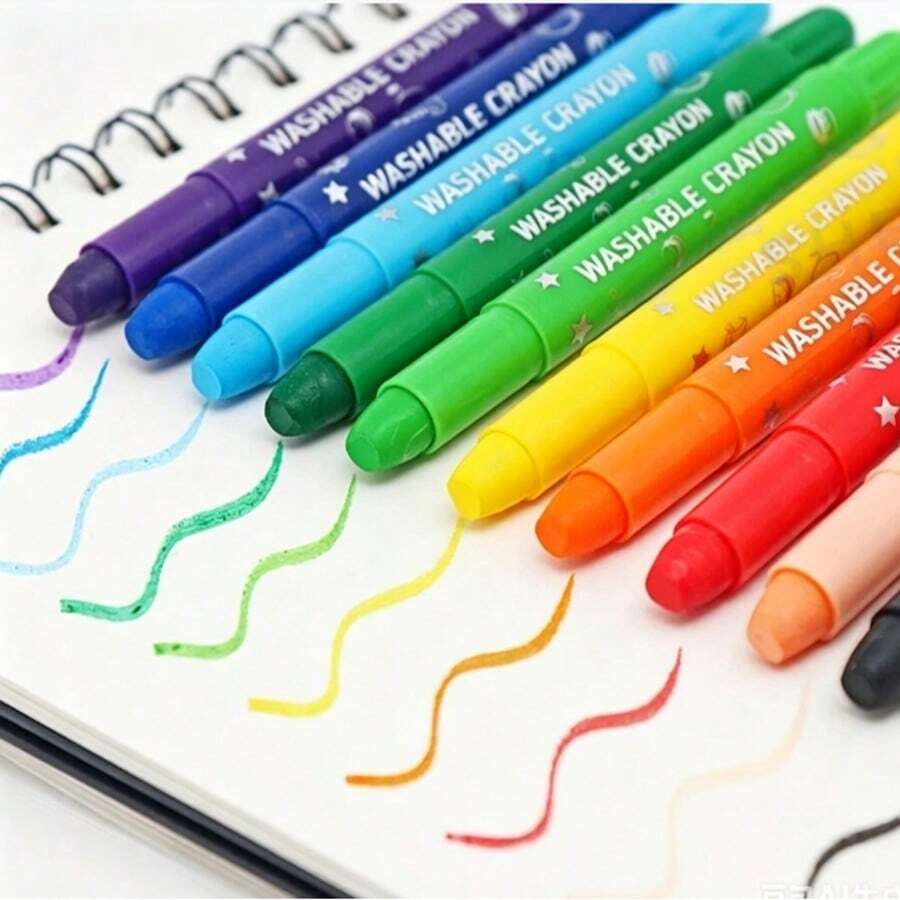 6pcs Colorful Gel Crayons, Twistable Crayon Set, Washable And Smooth For Coloring, Perfect For Paper, Halloween And Christmas Gifts - Multicolor - View 1