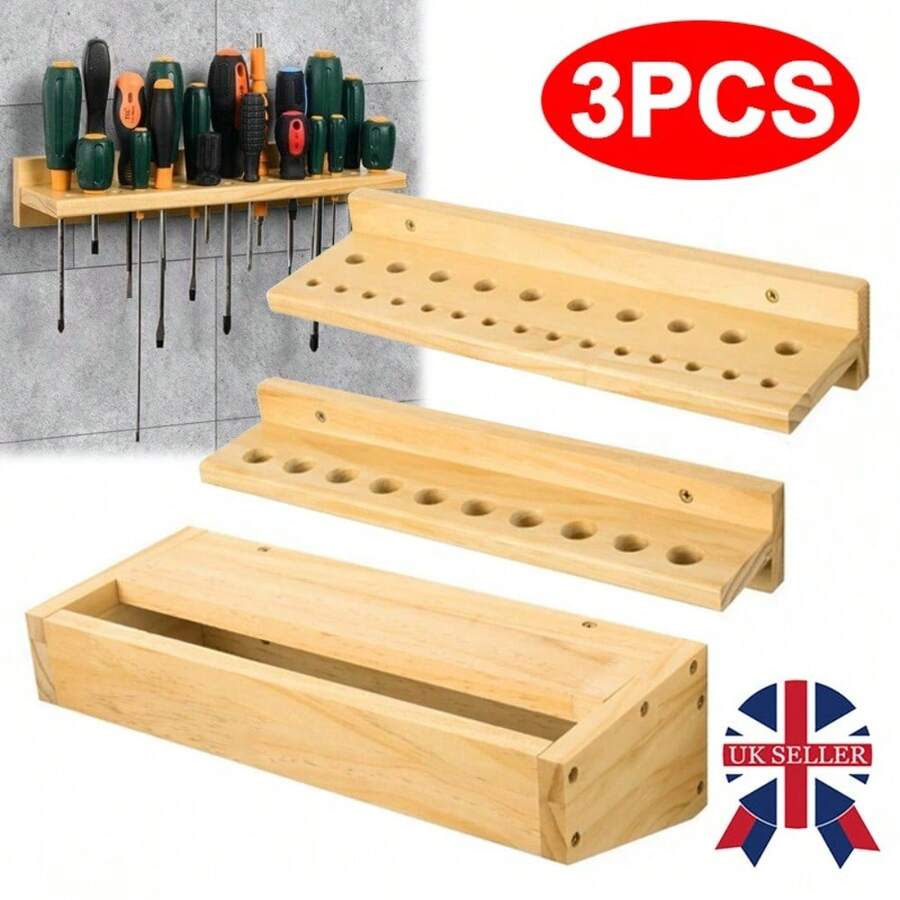 3x Wall Mounted Screwdriver Holder Storage Rack Wrench Workshop Tool Organizer - A - View 1