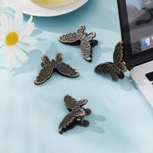 2pcs Creative Butterfly Shaped Metal Office Clips, Photo Clips, Document & Ticket Organizer, Money Clips, Small Size (Available In Antique Bronze/Green/Purple) - Clip - View 2