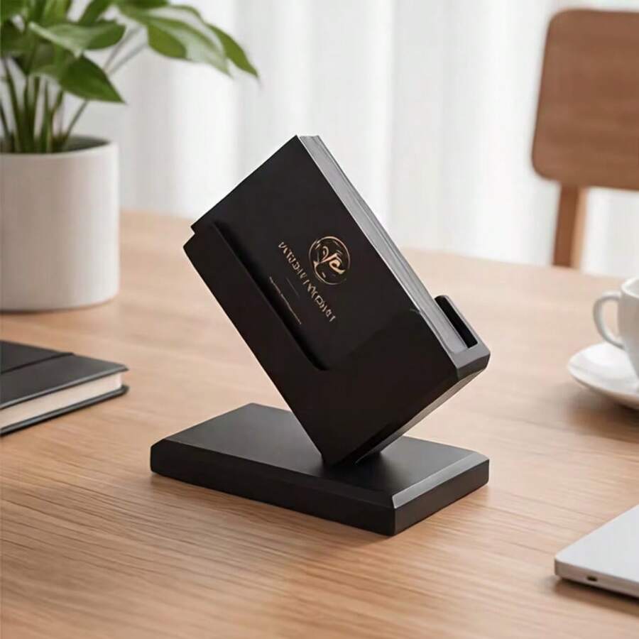 1pc Industrial Style Creative Business Card Holder, Desktop Card Display Stand, Minimalist Design Office Organizer, Freestanding European Style Business Card Rack, Suitable For Office/Workstation Decor, Business Card Holder, Calendar And Card Storage - Single Piece - View 1