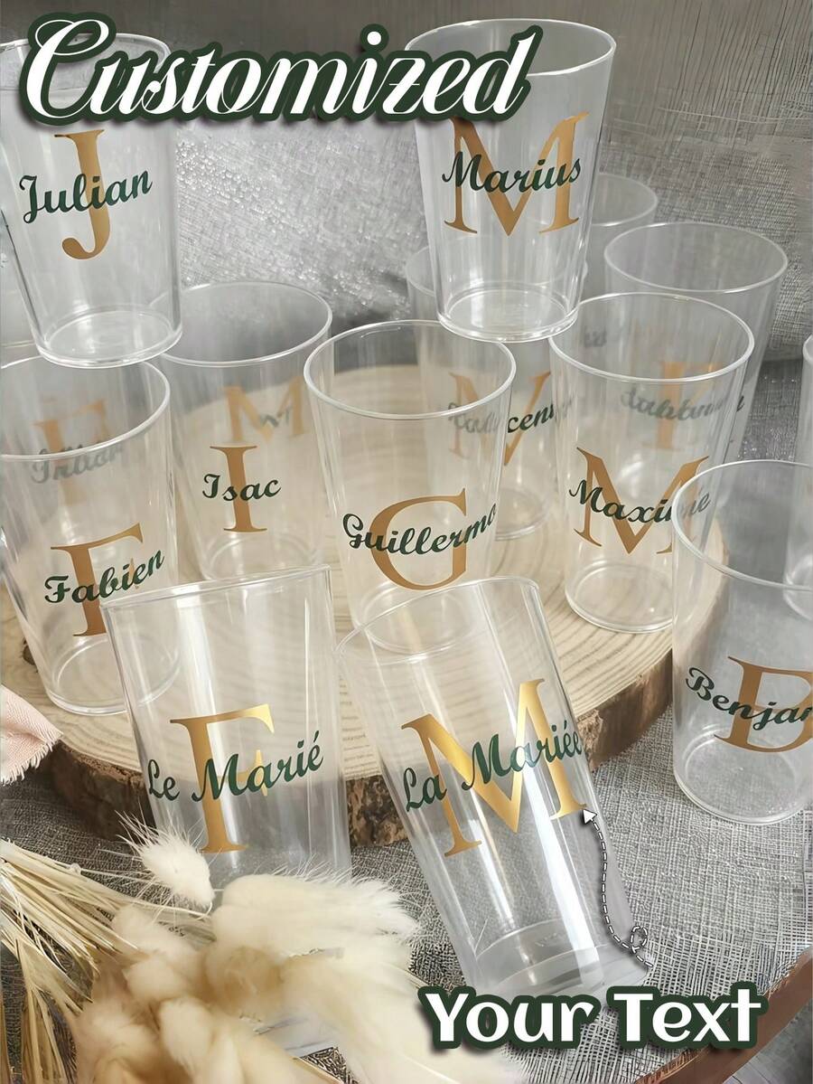 1-20 Personalized Text Wedding Party Cups, Beer Mugs With Premium Matte Texture, Durable And Elegant. Suitable For Wedding Favors, Engagement Decor And Banquet Decoration, Perfect As Guest Gifts - Multicolor - View 1