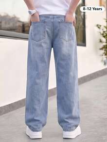 Fashionable Tween Boys Denim Jeans Spring Autumn Winter Long Pants - Light Wash - View 3