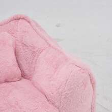 Modern, Minimalist Style. Giant Faux Fur Beanbag/Sofa In A Rug Style. Beanbag With 1 Cushion. No Assembly Required. Smooth Surface. Suitable For Living Rooms, Bedrooms, And Apartments. - Pink - View 9