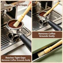 2pcs Extended Handle Coffee Equipment Cleaning Brush, Soft Bristle Brush That Doesn't Damage Equipment, Espresso Machine & Coffee Grinder Cleaning Brush, Soft Bristle Coffee Cleaning Brush, Coffee Grinder & Espresso Machine Crevice Dusting Brush, Keyboard & Baking Tool Multi-Function Dusting Brush - Yellow - View 2