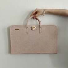 1pc Pink PU Leather Laptop Bag With Side Pocket - Fashionable Durable Women's Laptop Bag, Pink Laptop Sleeve, Elegant Practical Design, Computer Bag - Multicolor - View 4