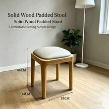 Stackable Solid Wood Square Stool, Soft And Comfortable Padded Seat Cushion Stool, Dining Room Backup Stool, Living Room Sofa Side Stool – No Armrest, Backup Stool. - Light Grey - View 9
