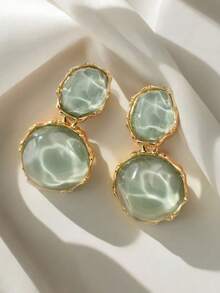 1 Pair Of Everyday Wear Earrings, Small And Fresh Studs - Olive Green - View 1