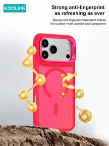 Koolife 1件裝玫瑰紅 3合1 磁吸金屬框鏡頭保護/支架手機殼，相容 iPhone 18 Pro/18 Pro Max/17 Pro Max/17/17 Pro/17 Air/16 Pro Max/16 Pro/16/16e/15 Pro Max/15 Pro/15/14 Pro Max/14 Pro/14/13 Pro Max/13 Pro/13/12 Pro Max/12 Pro/12/11 Pro Max/11，壓克力防摔硬殼背蓋，防震耐刮，適合生日、週年、派對送給年輕女孩的春季禮物 - 玫紅色 - 查看 7