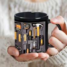 Black Toolbox Themed Ceramic Mug, Creative Mechanic Style Coffee Cup, Suitable For Home And Office Daily Use - Multicolor - View 6