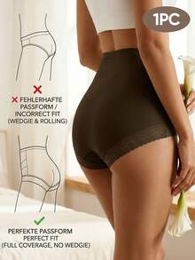 MIOTAN 1pc Women's Mesh High Waist Triangle Panties, Tummy Control Slimming, Cross Strap Design, Everyday Underwear - Coffee Brown - View 4