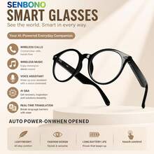 SENBONO New Fashion Smart Glasses, AI Smart Glasses With Multi-Language Translation, Multi-Function Audio Glasses, Built-In Microphone And Speaker, High-Definition Voice Call, Music Playback, Unisex - View 2