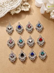 10 Peças Encantos de Arte de Unhas Quadrados Vazados Estilo Corte com Strass, Decoração de Metal 3D de Luxo, Múltiplas Cores, Adequado para Vários Estilos de Arte de Unhas, Unhas Postiças, Gemas de Unhas, Suprimentos de Unhas, Strass de Unhas - Multicolorido - Visão 2