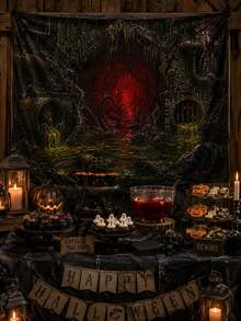 1pc-Horror Sewer Halloween Backdrop Banner, Creepy Tentacle Rat Skeleton Slime Red Abyss Tunnel Print Wall Tapestry, HD Crisp Decor For Dark Gore Party Cosplay Horror Movie Night Spooky Photo Booth Wall Background - G - View 4