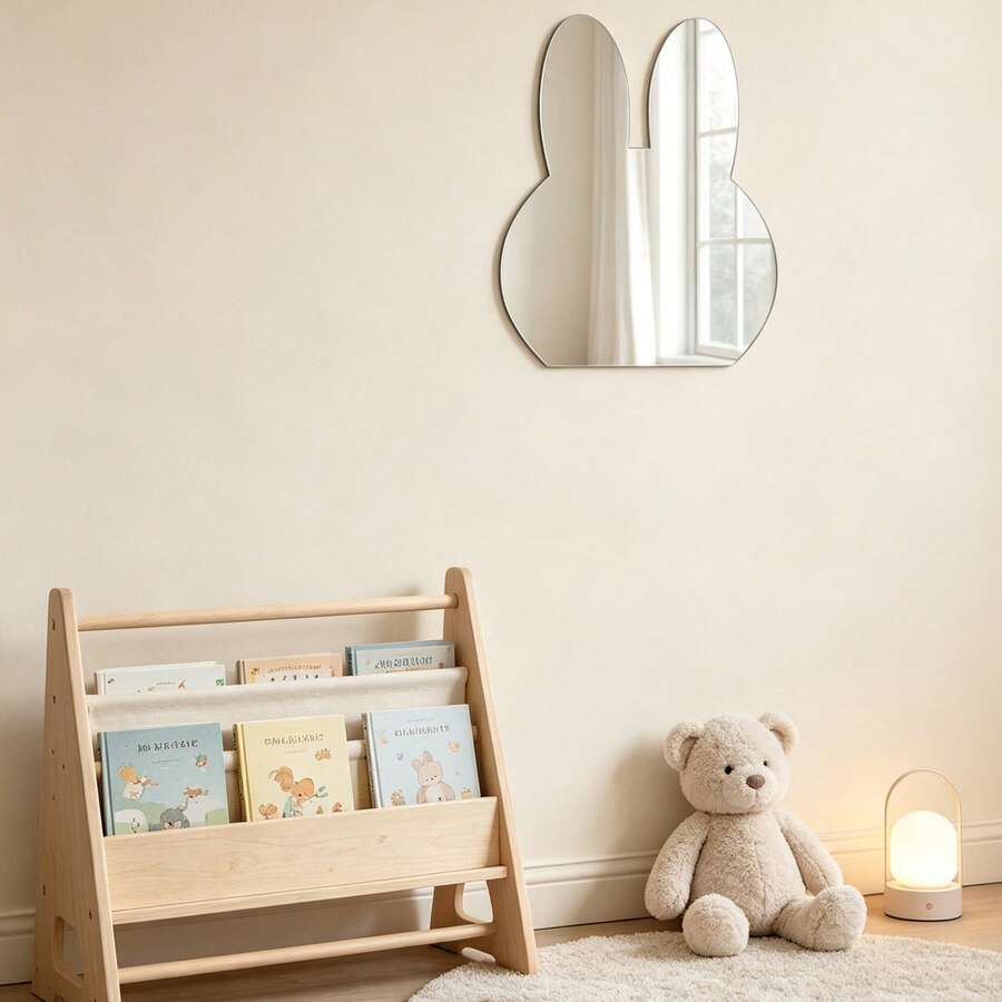 1 pezzo Adesivo da parete a forma di coniglio con effetto specchio realizzato in acrilico spesso 2 mm; adatto per camere da letto, soggiorni, bagni e cucine - Argento - Visualizzare 1