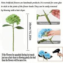 1 pieza/2 piezas/4 piezas Flores de Hortensia Artificiales Verdes de 15.35 Pulgadas, Decoración Floral de Hortensia Falsa con Tacto Realista para el Hogar, Jardín Exterior, Boda, Navidad, Oficina, Fiesta Familiar, Sala de Estar, Mesa de Comedor - Verde - Ver 2