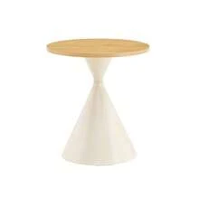 Sanduhr Series 2-Piece Coffee Table Set With Distinctive Conical Shape, Melamine Tabletop In Wood Look + Cream-Colored Metal Base, Space-Saving Stackable Design, Ideal For Living Room, Bedroom & Office - Natural Color - View 7