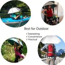 1pc Adjustable Headwear Umbrella Hat, Expanded Canopy (30.3 Inches), Suitable For Fishing, Camping And Gardening. Windproof ABS Material, Elastic Neck Strap, Compact Foldable Design, No Battery Required - Multicolor - View 7